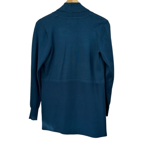 Joan Vass Teal Blue Cardigan Long Sleeve Sweater, Medium - Picture 6 of 9
